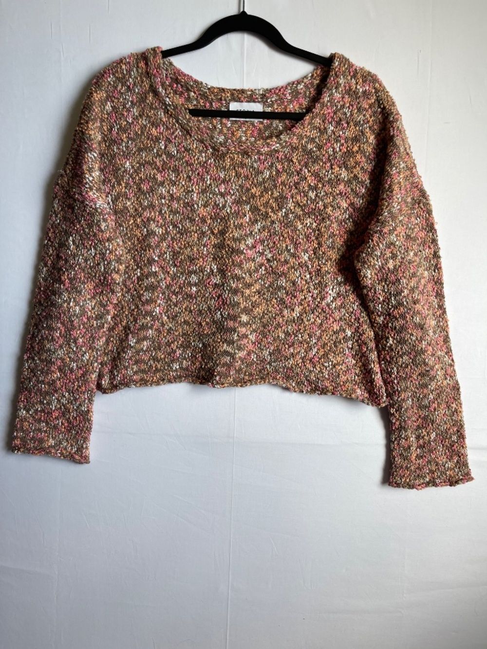 Storia Brown Pink Multicolor Confetti Chunky Knit Sweater Size Medium